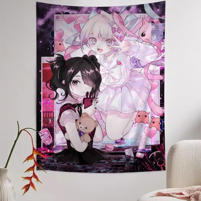 VIKAMA Pink Anime Girl Tapestr - đánh giá và giá Anime Cosplay Girl Photo
