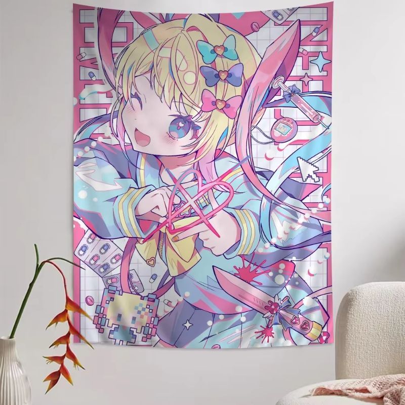 VIKAMA Pink Anime Girl Tapestr - đánh giá và giá Anime Cosplay Girl Photo