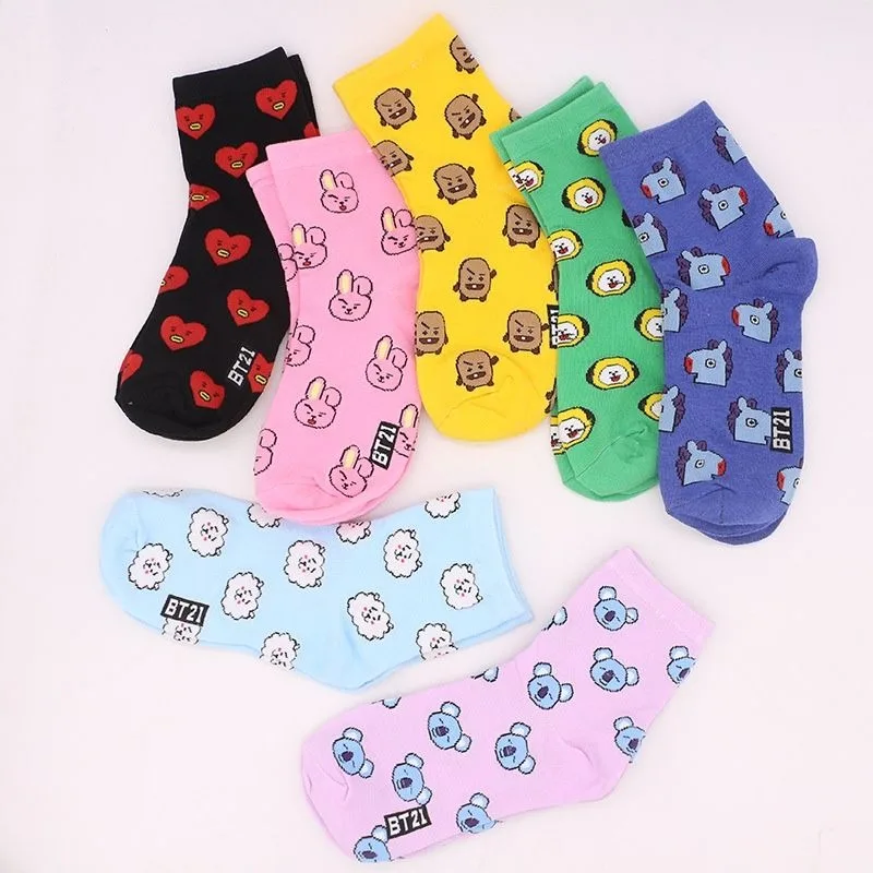 Kawaii BT21 Cartoon Socks Cute - đánh giá và giá Cosplay Korean Anime