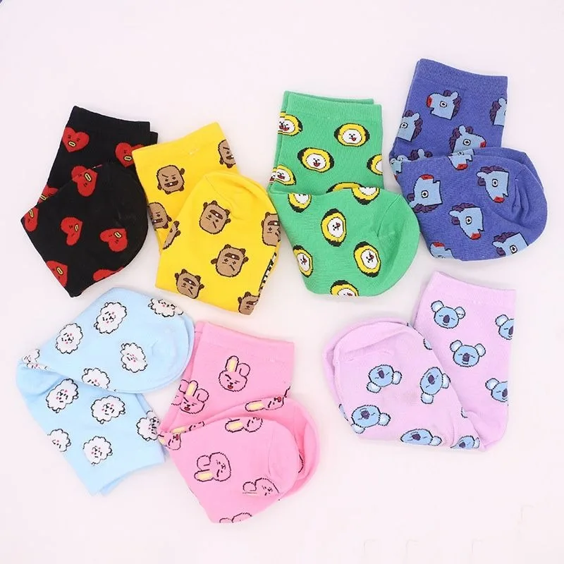 Kawaii BT21 Cartoon Socks Cute - đánh giá và giá Cosplay Korean Anime
