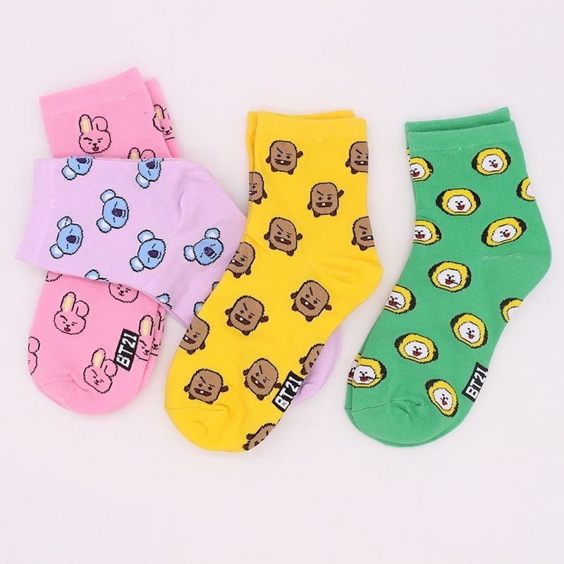 Kawaii BT21 Cartoon Socks Cute - đánh giá và giá Cosplay Korean Anime