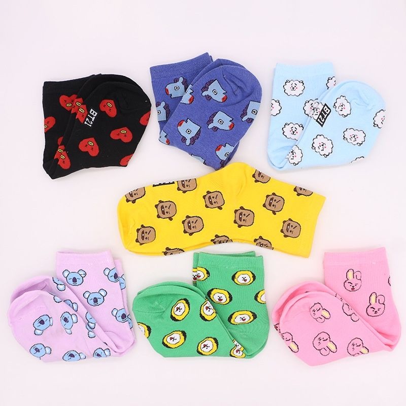 Kawaii BT21 Cartoon Socks Cute - đánh giá và giá Cosplay Korean Anime